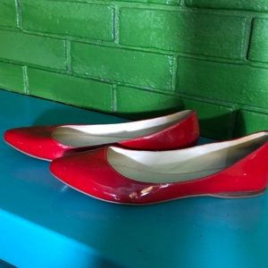 Red patent flats